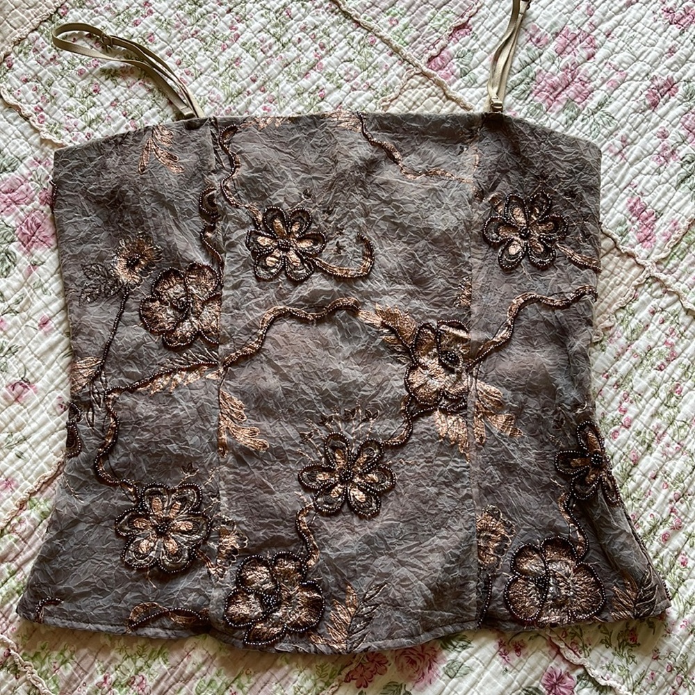 Cute beaded corset-ish top with removable straps